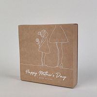 Коробка для 9 конфет "Happy Mothers Day" крафт, 13*13*3см