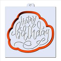 Пластик. Форма для печенек с траф. "Happy birthday"