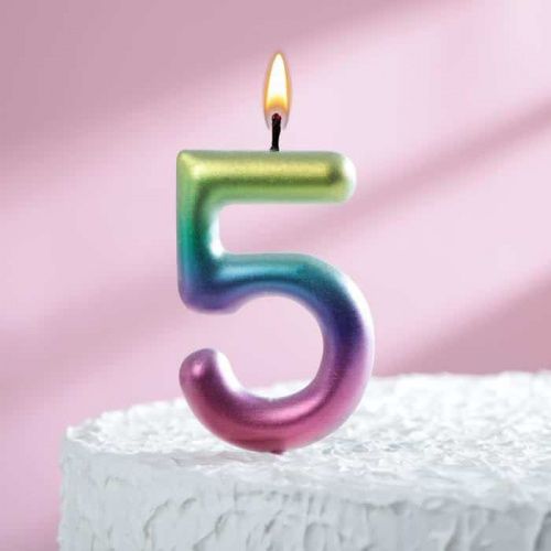Свеча цифра "5", Гигант акварель Свеча цифра "5", Гигант акварель
