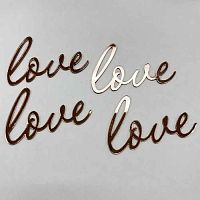 Набор зеркальных топперов изящных "Love" розовое золото, 4 шт