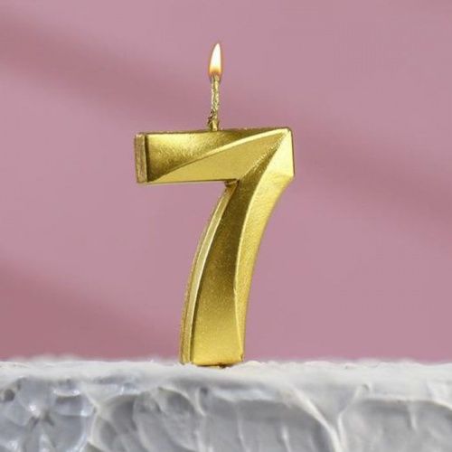 Свеча цифра "7" Грань, золото фото 2